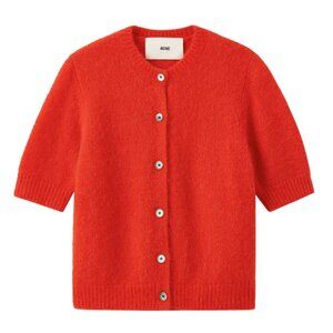 440ME ALPACA SHORT SLEEVE CARDIGAN Orange (red) si´XS. NWT